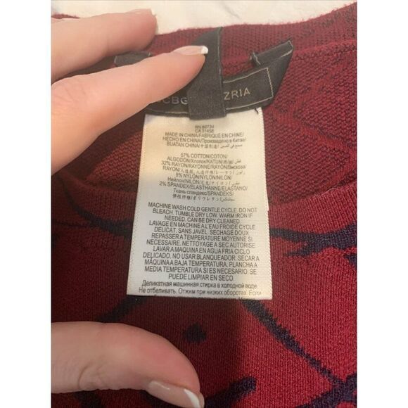 Bcbg Maxazria Red Blue Elizabetta Long Sleeve Sweater Top Xs - Picture 3 of 4